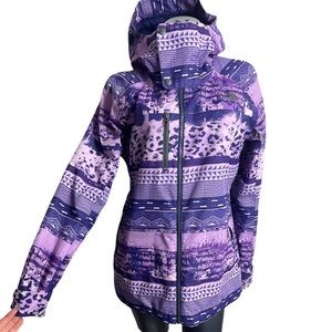 the north face purple pattern hooded ski coat winter jacket size medium